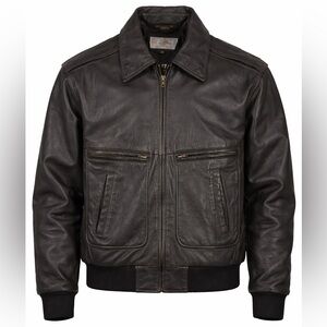 Vintage Gino Leathers Euro Style Leather Bomber Jacket 80s Mens XL Black Moto